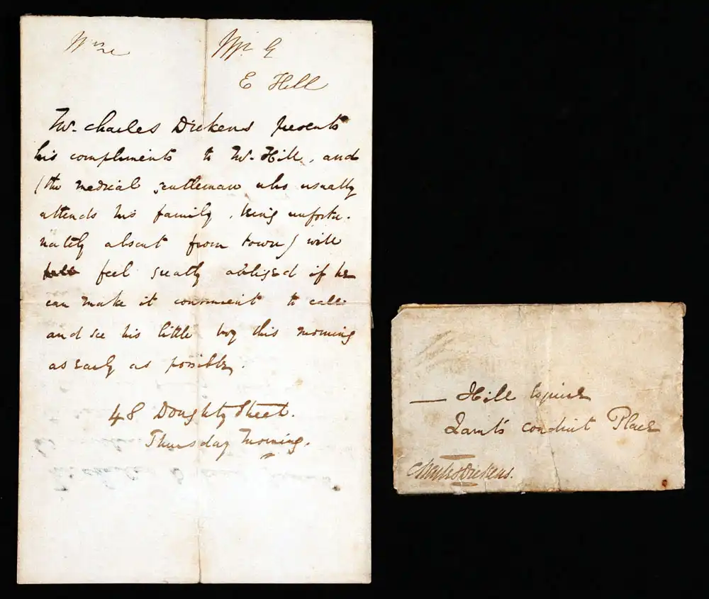 Letter (in third person). Charles Dickens to E. Hill, 48 Doughty Street, London, [early December 1837]