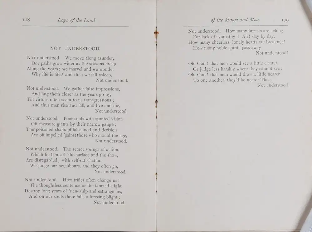 Thomas Bracken. <em>Lays of the land of the Maori and moa.</em> London: Sampson Low, Marston, Searle & Rivington, 1884.