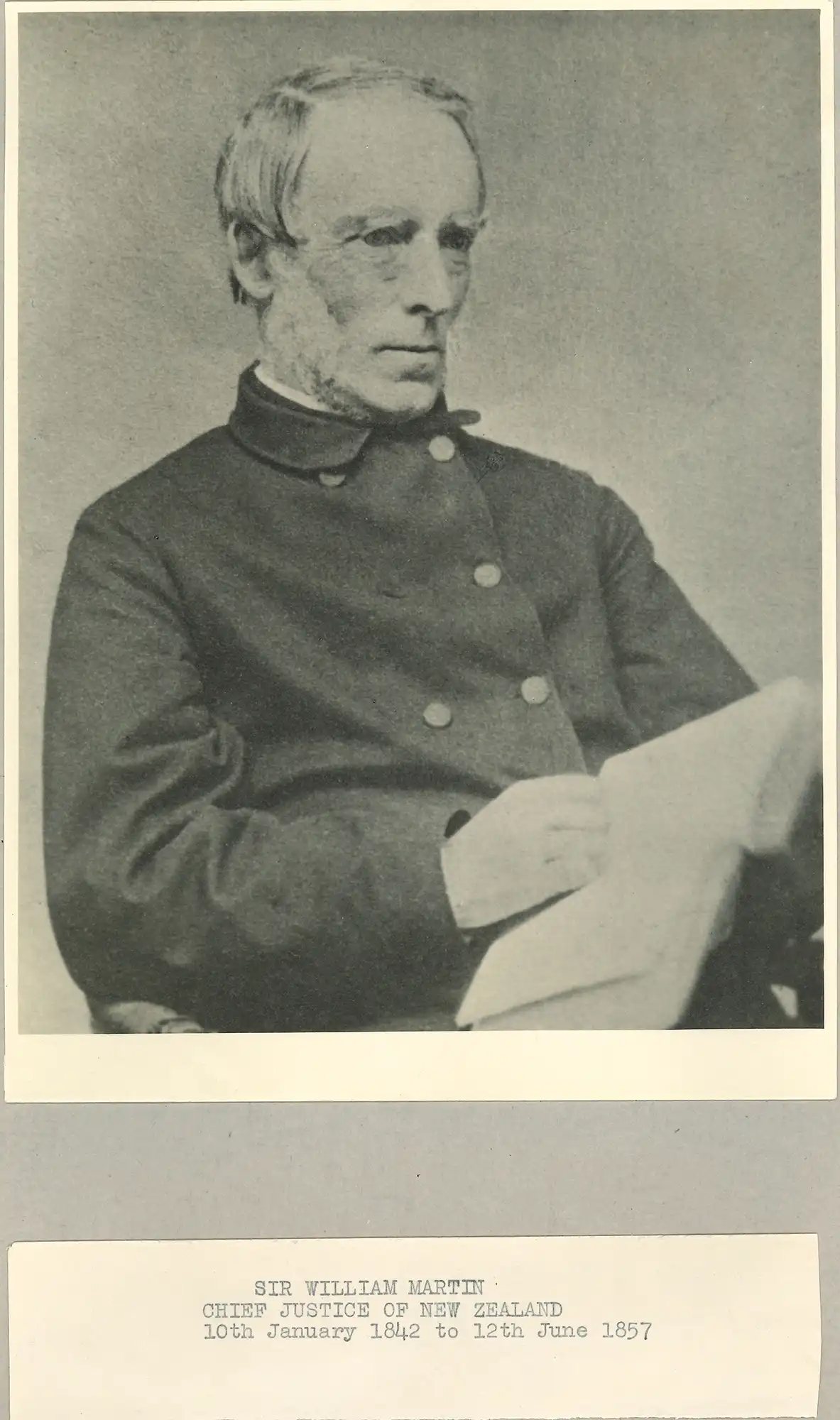 Chief Justice the Honourable Sir William Martin (1807-1880). Portrait photograph.