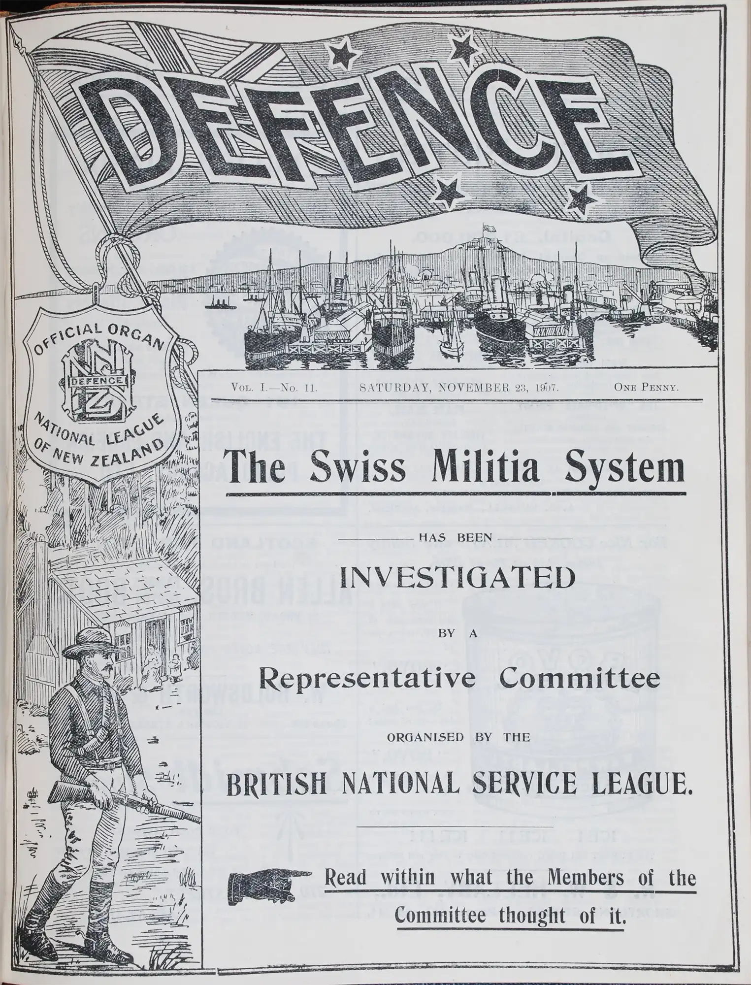 Defence (National League of New Zealand). Vol.1-3 1906-1910.   Auckland: Robert Mundie Hacket, 1906-1910.