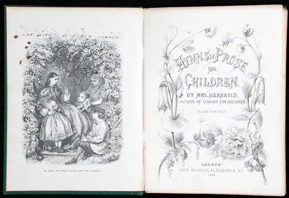 Mrs Barbauld. <em>Hymns in prose for children.</em> Illustrated by James D. Cooper. London: John Murray, 1865.