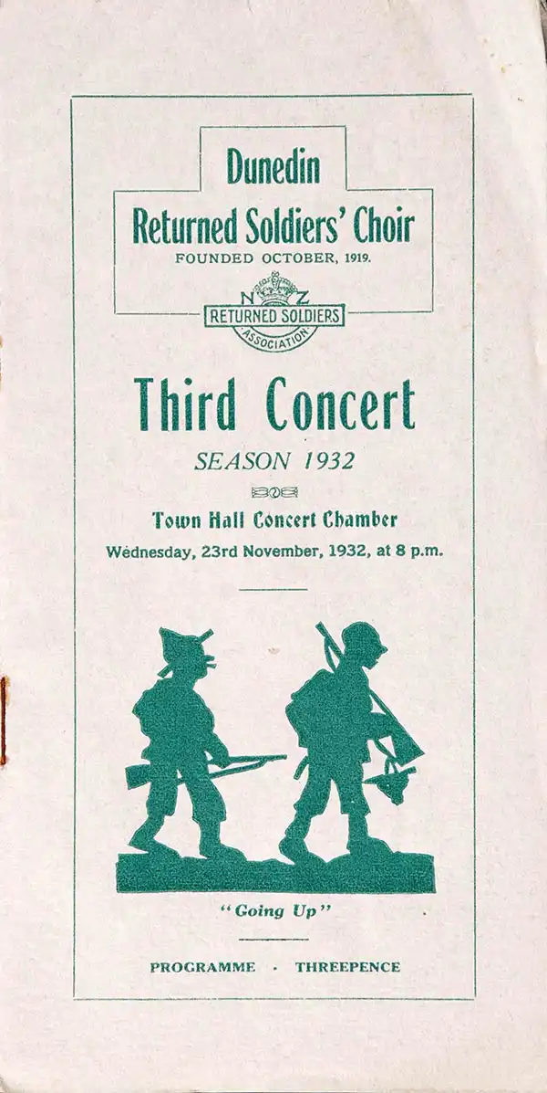 <em>Dunedin Returned Services Choir: third concert</em>. Town Hall Concert Chamber, Nov. 23, 1932.