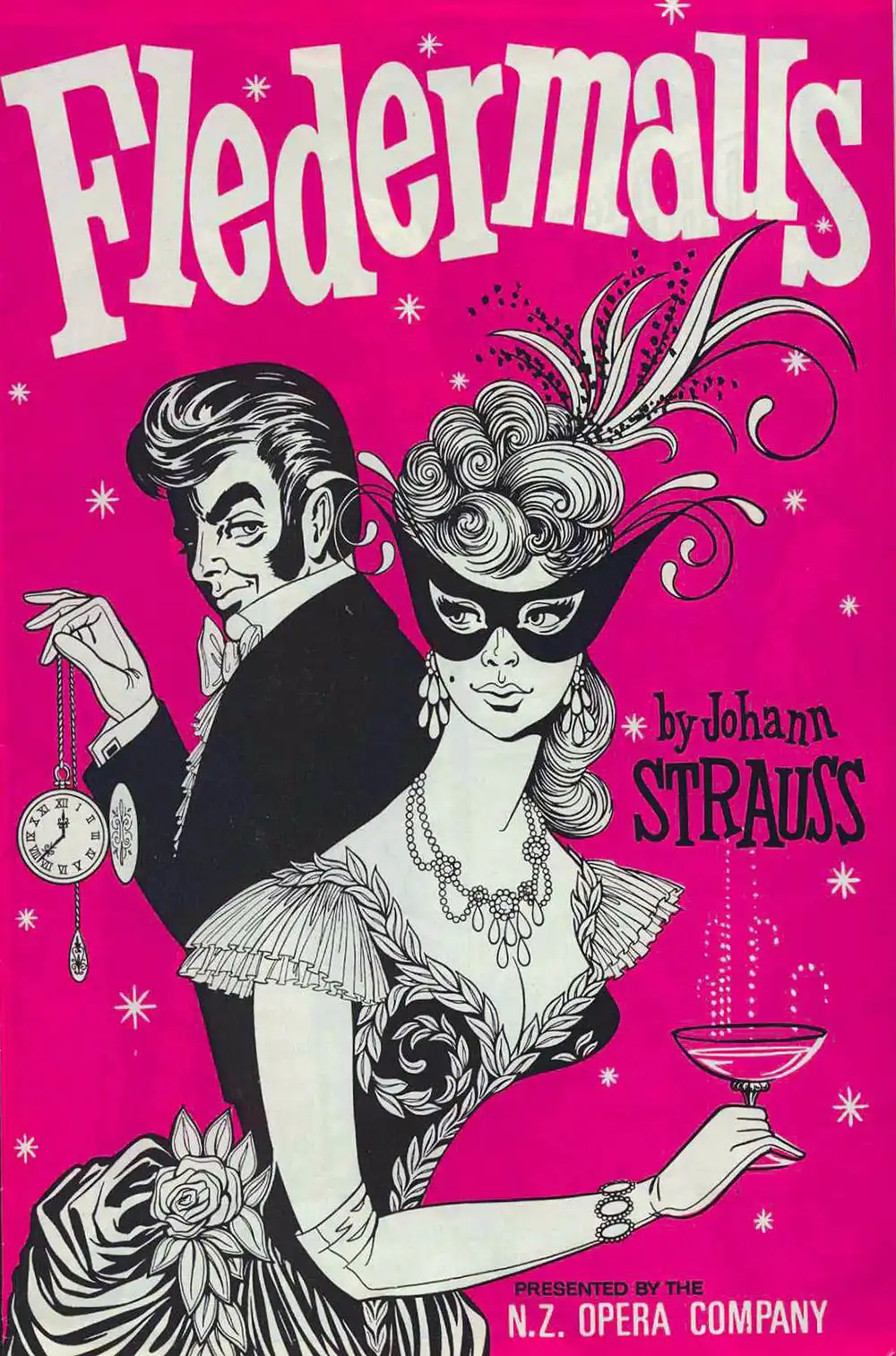 <em>Die Fledermaus</em>. Libretto by Karl Haffner and Richard Genee; music by Johann Strauss. (New Zealand Opera Company). 1967.